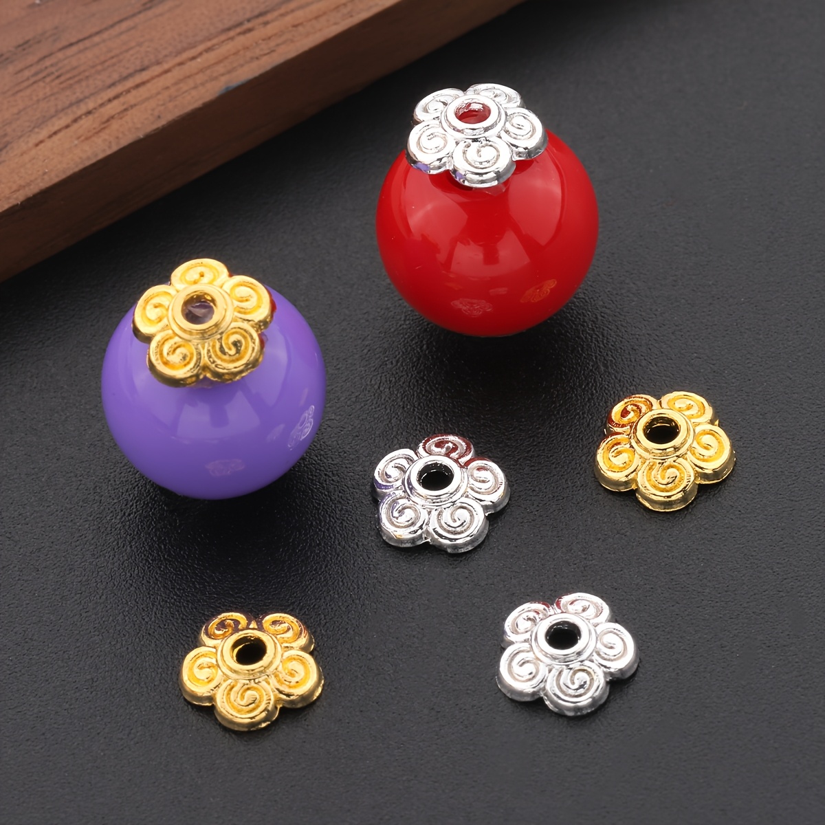 200pcs 6mm Threaded Pattern Bead Caps for Handmade Jewellery